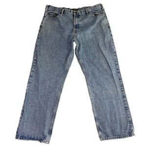 REAL RANCH Men's 40x30 Blue Denim Jeans Regular Fit Cotton Western Cowboy Dad